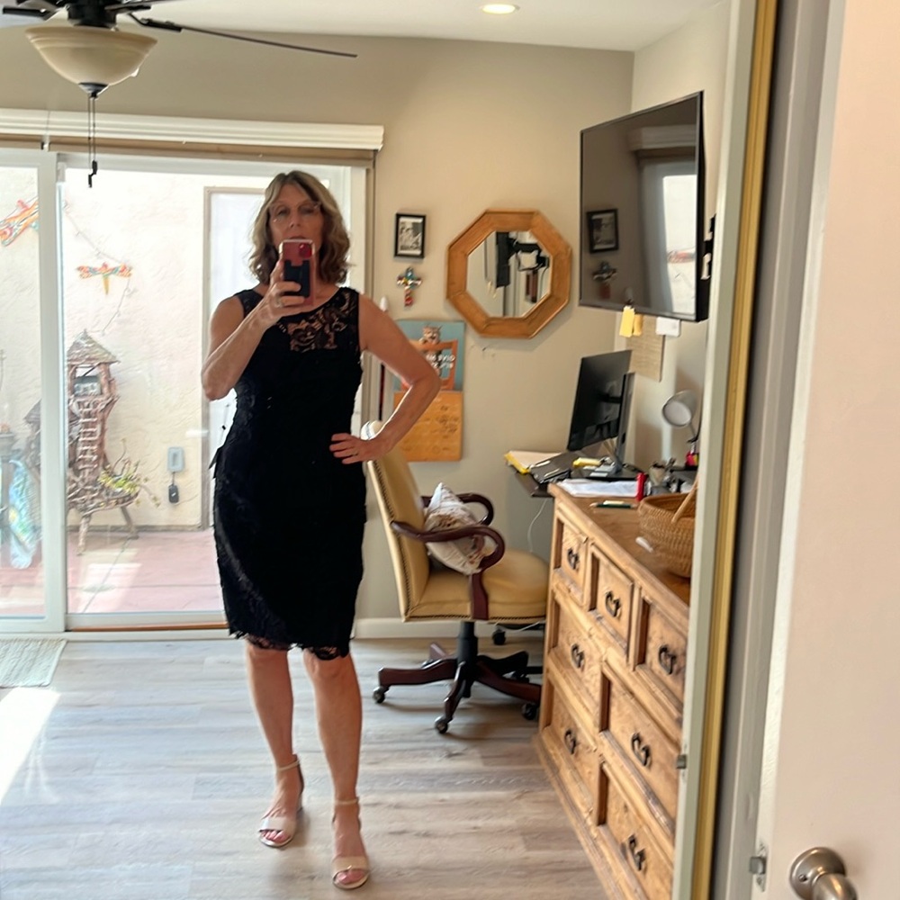 Gorgeous black lace Adrianna Papel sleeveless cocktail dress. Never worn.